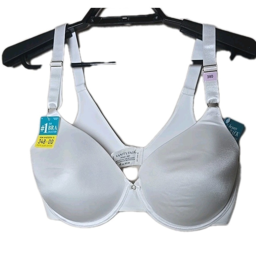 Vanity Fair Women's 38D Beauty Back Smoothing Full Coverage Bra 75345 White NEW